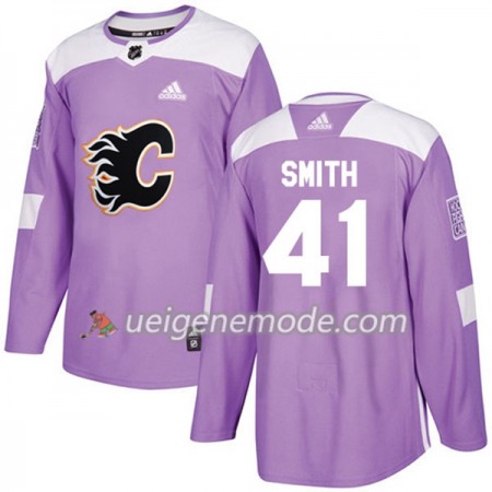 Herren Eishockey Calgary Flames Trikot Mike Smith 41 Adidas 2017-2018 Lila Fights Cancer Practice Authentic